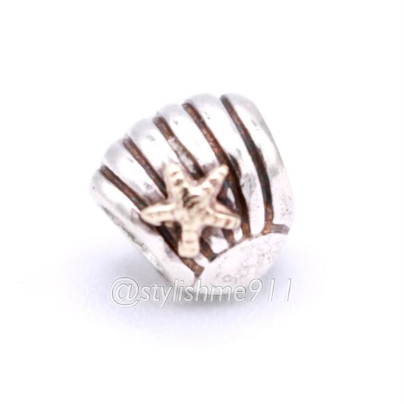 PANDORA Silver Sea Shell Charm with 14K Gold - Picture 10 of 13